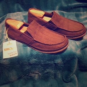 SIMPLE Black herringbone canvass loafers